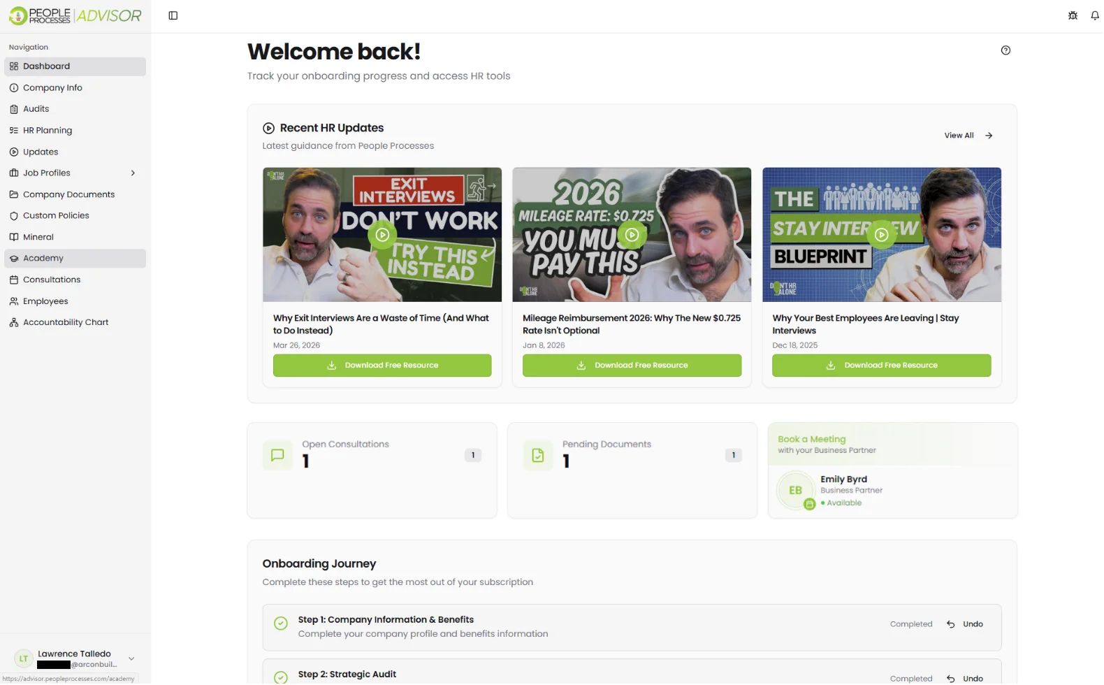 Strategic HR onboarding and intake dashboard