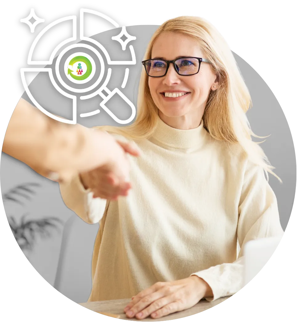 Happy employees collaborating in a modern office